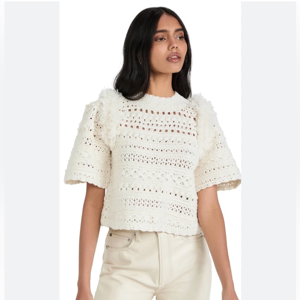 Sea New York White Crochet Sweater